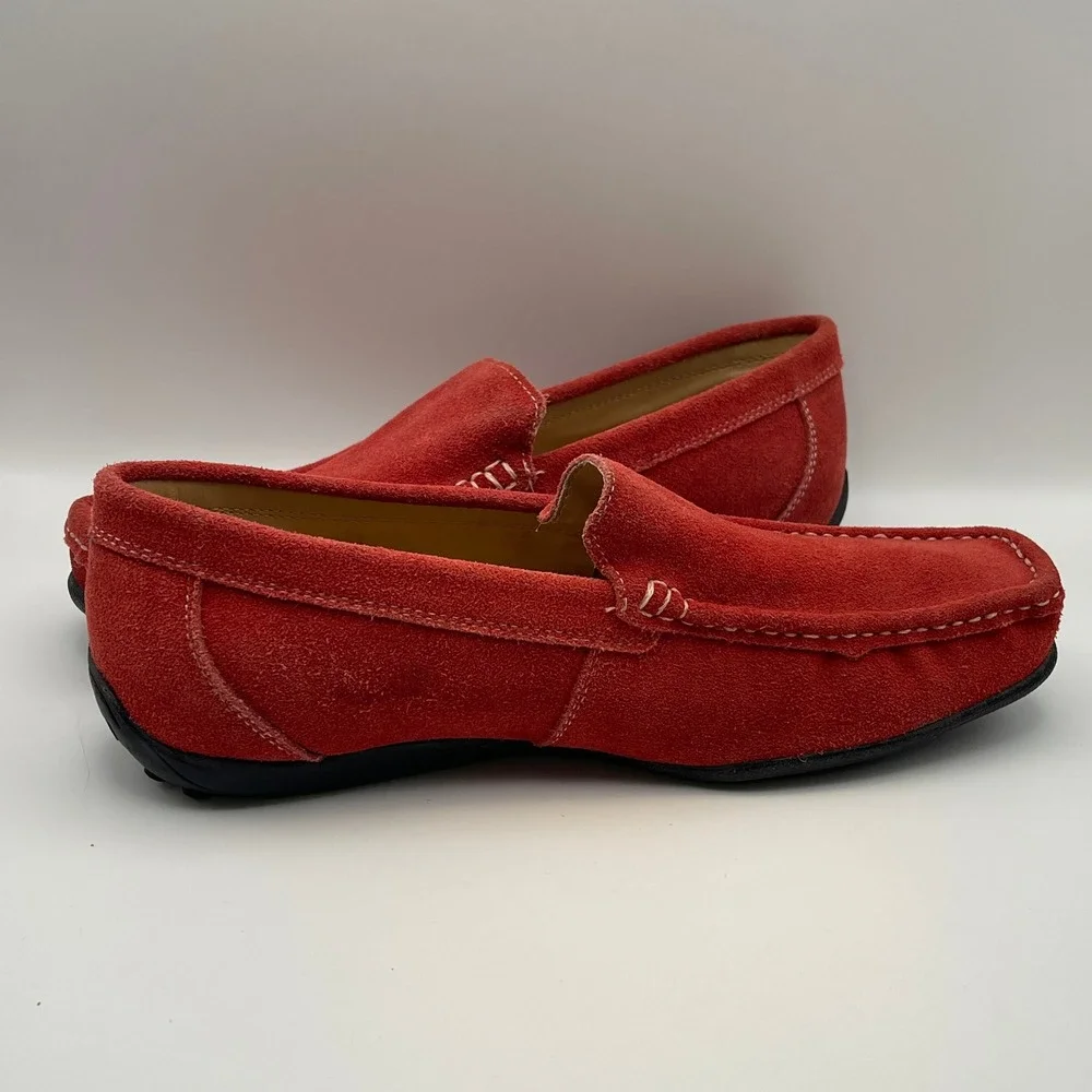Scandia Woods Red Suede‎ Loafer Driving Moccasin Shoes Men Size 7 Wide EUC